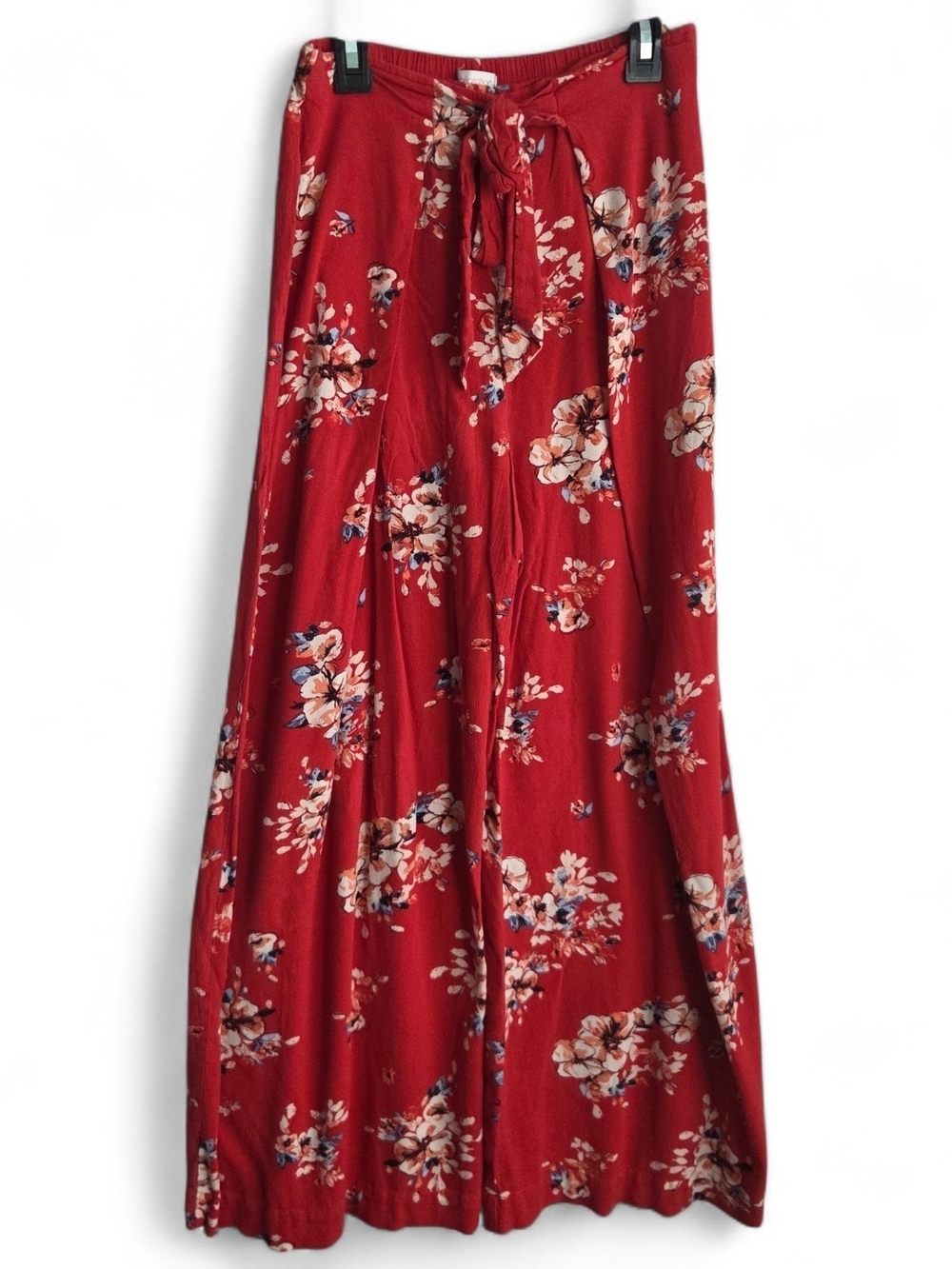 Xhilaration S Beach Bohemian Red Floral Wide Leg Tulip Palazzo Pants Tropical
